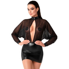Платье, черное Noir Handmade F348 Powerwetlook and Tulle Dress, XL