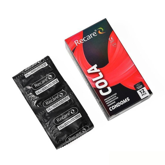 Презервативи з пухирцями та ребрами з ароматом коли, 12 шт Holographic Recare Cola Dotted&Ribbed Condoms
