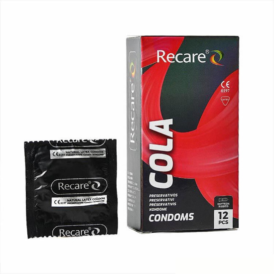 Презервативи з пухирцями та ребрами з ароматом коли, 12 шт Holographic Recare Cola Dotted&Ribbed Condoms