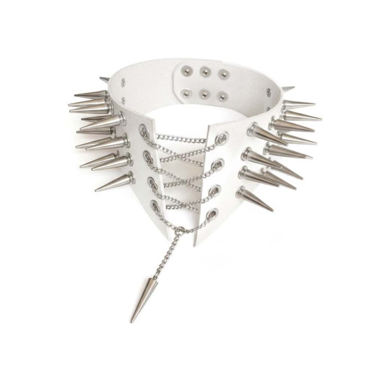 Чокер-воротник с шипами из экокожи, белый Art of Sex Ariadne, L-2XL
