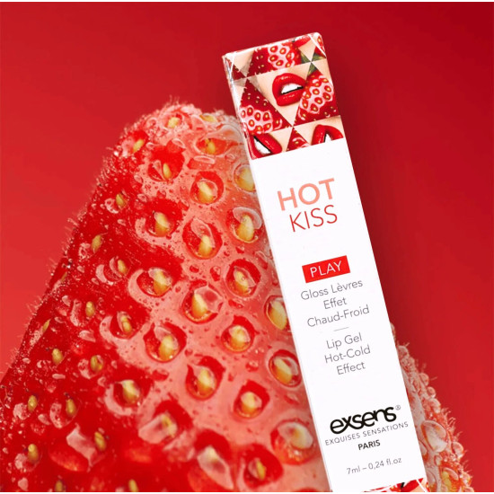 Стимулирующий блеск для губ, согревает и охлаждает EXSENS Strawberry Hot Kiss, 7 ml