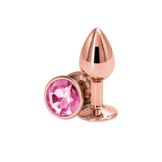 Анальна пробка, рожева, рожево-золотиста основа NS Novelties Rear Assets - Rose Gold - Pink, S