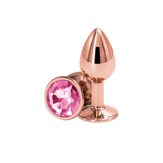 Анальная пробка, розовая, розово-золотистое основание NS Novelties Rear Assets - Rose Gold - Pink, S