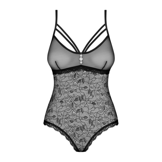 Мереживне боді з відкритим доступом, чорне Obsessive 818-TED-1 Teddy Black, XS/S