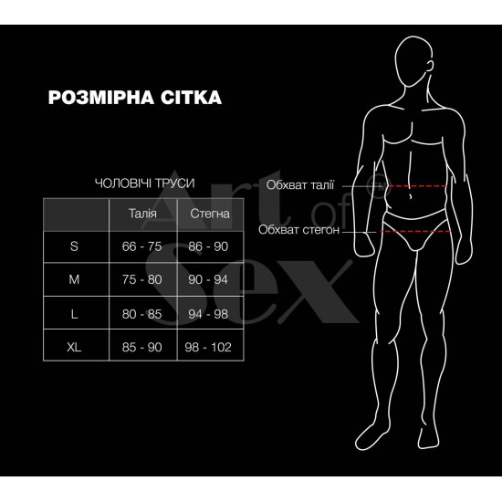 Мужские трусы с сюрпризом с эффектом мокрого бархата, черные Art of Sex Gladiator, размер XL