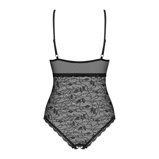 Мереживне боді з відкритим доступом, чорне Obsessive 818-TED-1 Teddy Black, XS/S