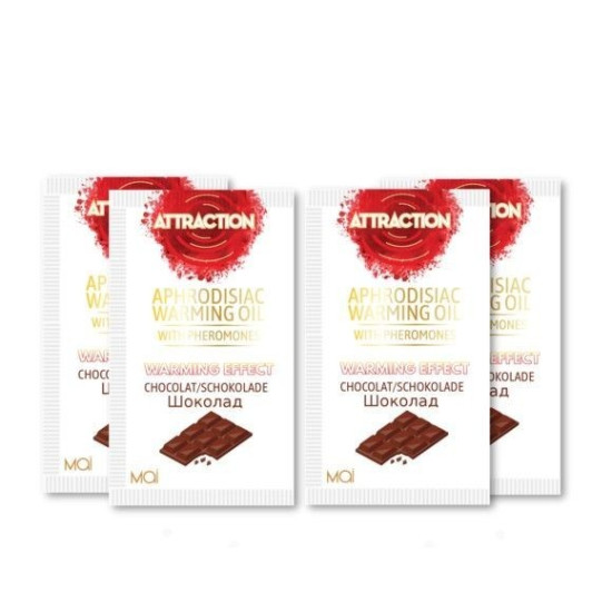 Пробник масажної олії з феромонами і шоколадним ароматом MAI PHEROMON MASSAGE OIL CHOCOLATE, 10 ml