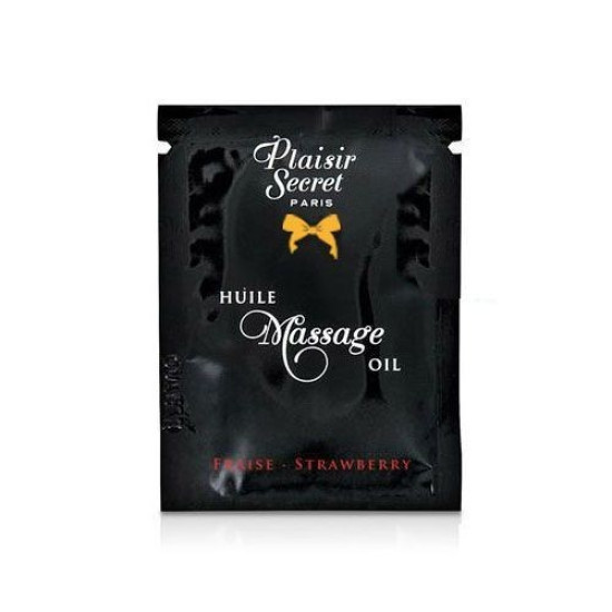 Пробник массажного масла с ароматом клубники Plaisirs Secrets Strawberry, 3 ml