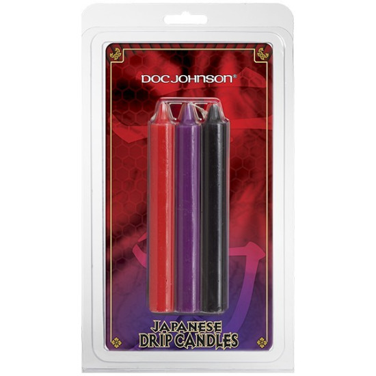 Набор из 3 низкотемпературных свечей для секса и БДСМ разных цветов Doc Johnson Japanese Drip Candles 3 Pack Multi-Colored