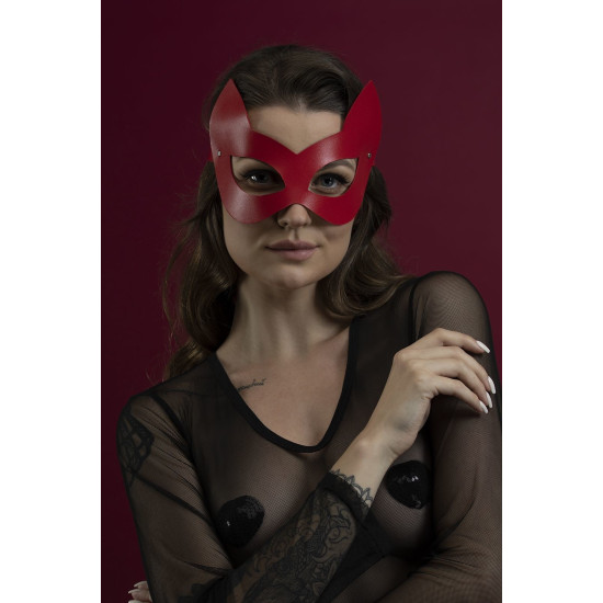 Маска кошечки из натуральной кожи, красная Feral Feelings Kitten Mask Red