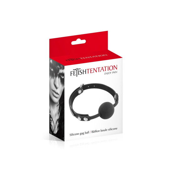 Класичний кляп із силіконовою кулькою, чорний Fetish Tentation Silicone Gag Ball Black