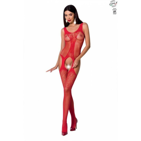 Бодистокинг с имитацией чулок и ажурной вставкой, красный Passion BS072 Red