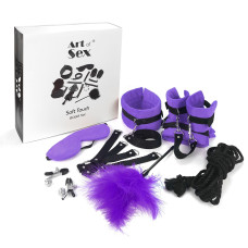 БДСМ набор из 9 предметов, фиолетовый Art of Sex Soft Touch BDSM Set