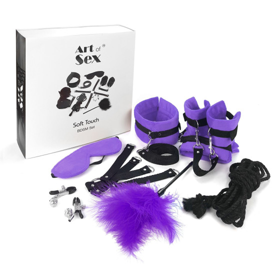БДСМ набор из 9 предметов, фиолетовый Art of Sex Soft Touch BDSM Set