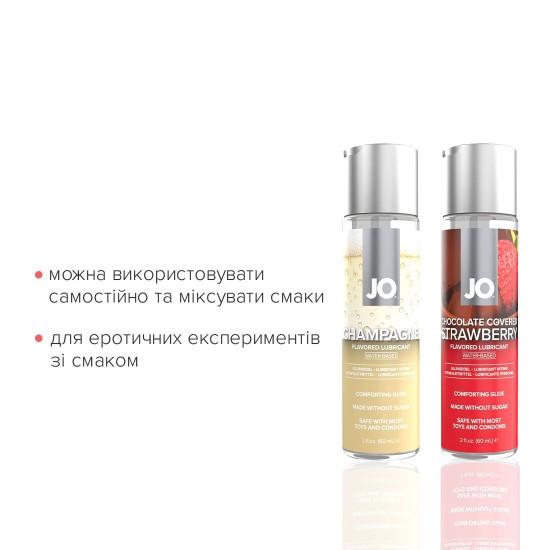 Набор съедобных лубрикантов со вкусом клубники и шоколада JO Sweet & Bubbly, 2×60 ml