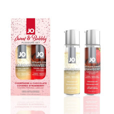 Набір їстівних лубрикантів зі смаком полуниці та шоколаду JO Sweet & Bubbly, 2×60 ml