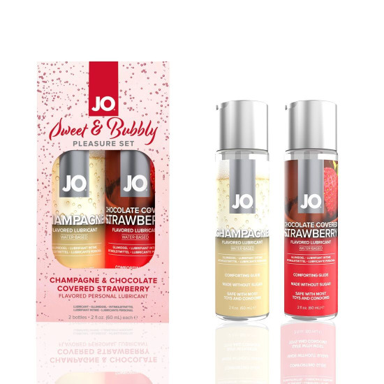 Набор съедобных лубрикантов со вкусом клубники и шоколада JO Sweet & Bubbly, 2×60 ml