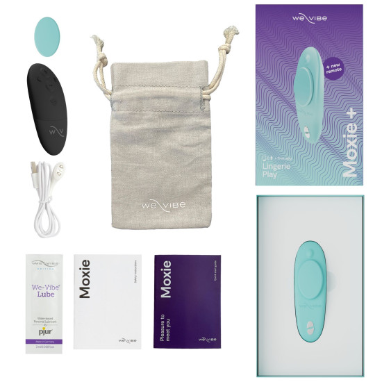 Смарт-вибратор в трусики с обновлённым пультом ДУ, аквамариновый We-Vibe Moxie+ Aqua