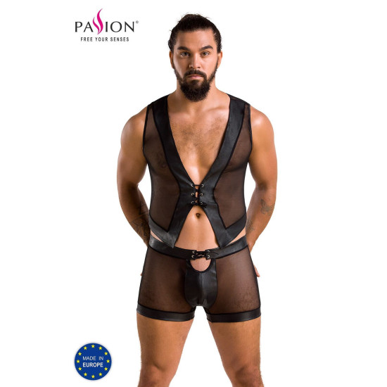 Комплект мужского белья на шнуровке (жилет, боксеры), черный Passion 053 Set William Black, XXL/XXXL