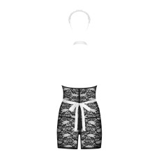 Еротичний костюм покоївки (халат, стрінги, фартух, обруч), чорний Obsessive Servgirl Costume, S/M