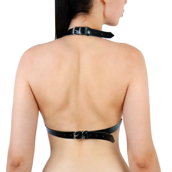 Женская кожаная портупея с шипами, чёрная Art of Sex Demia Leather Harness Black, XS-M