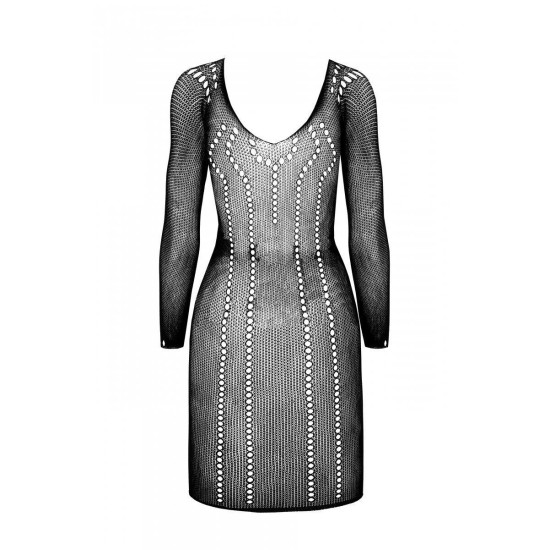 Напівпрозора міні-сукня з рукавами-мітенками, чорна Passion BS101 Black, One Size