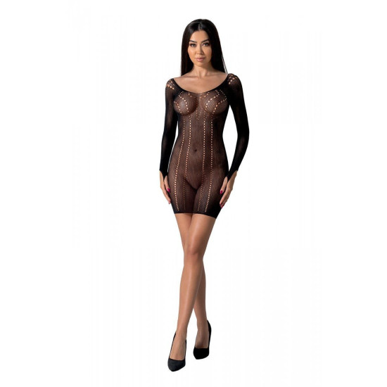 Напівпрозора міні-сукня з рукавами-мітенками, чорна Passion BS101 Black, One Size