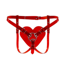 Трусики «Серце» для страпона, червоні прозорі Feral Feelings Hearts Strap-on Belt Red Transparent
