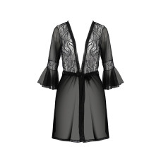 Пеньюар, чорний Passion LEAFA PEIGNOIR black, L/XL