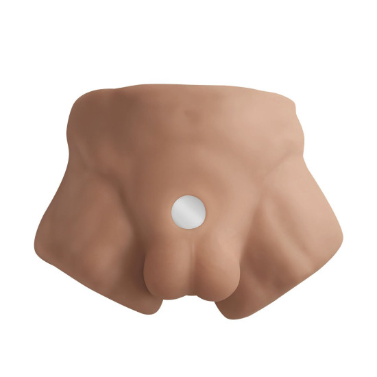 Мастурбатор полуторс чоловіка з фалоімітатором на присосці SilexD Apollo Male Torso Caramel, S