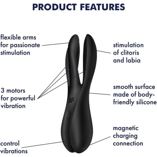 Вибратор с тремя отростками, черный Satisfyer Threesome 2 Black