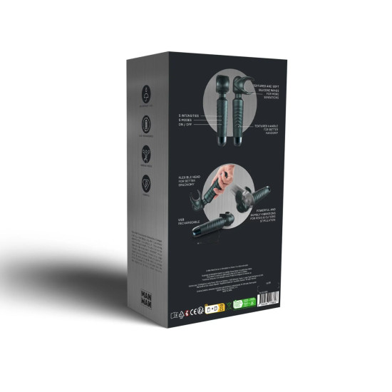 Мастурбатор-вибромассажер с эффектом виброминета, подходит для пар Manwan Man.Wand Evo Pine Grey