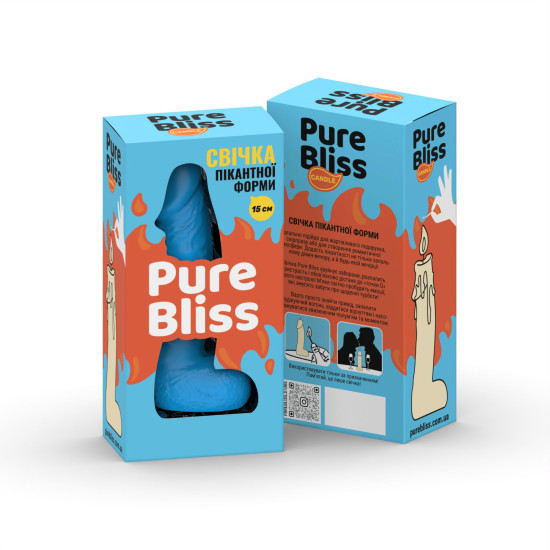 Свеча в форме члена, голубая Pure Bliss MINI Blue, 15 см