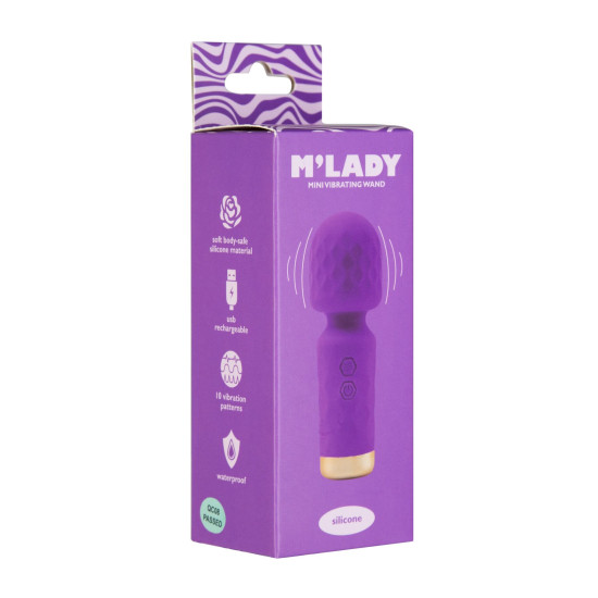 Мини-вибромассажер Wand, фиолетовый M'Lady Mini Vibrating Wand Purple