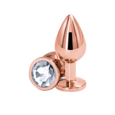 Анальная пробка, прозрачная, розово-золотистое основание NS Novelties Rear Assets - Rose Gold - Clear, M
