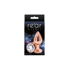 Анальная пробка, прозрачная, розово-золотистое основание NS Novelties Rear Assets - Rose Gold - Clear, M