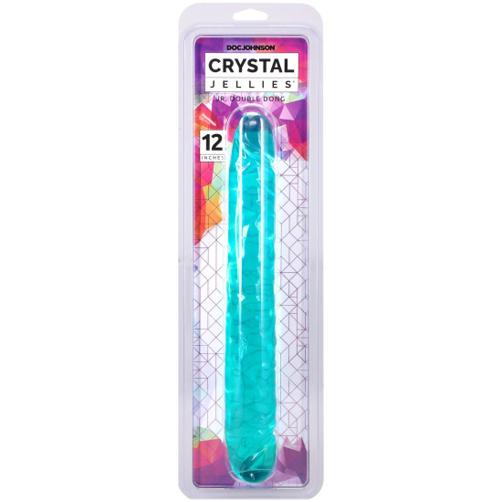 Двусторонний фаллоимитатор, длина 30.5 см, бирюзовый Doc Johnson Crystal Jellies 12" Jr. Double Dong Teal