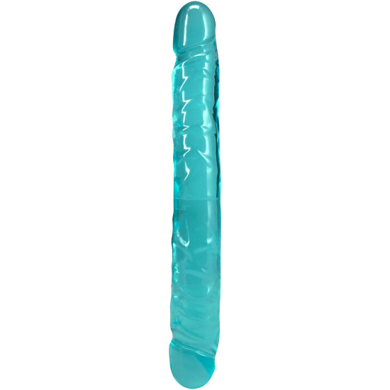 Двусторонний фаллоимитатор, длина 30.5 см, бирюзовый Doc Johnson Crystal Jellies 12" Jr. Double Dong Teal