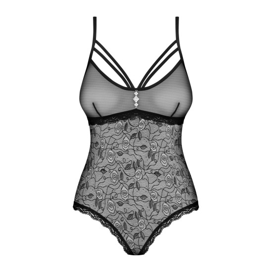 Кружевное боди с открытым доступом, чёрное Obsessive 818-TED-1 Teddy Black, M/L