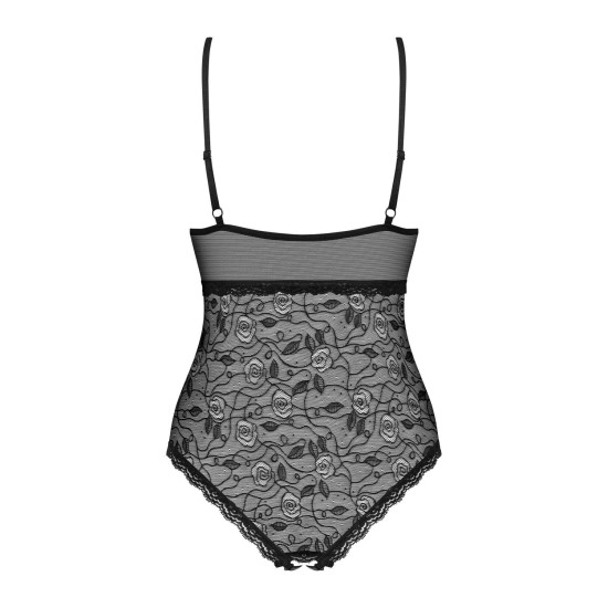 Кружевное боди с открытым доступом, чёрное Obsessive 818-TED-1 Teddy Black, M/L