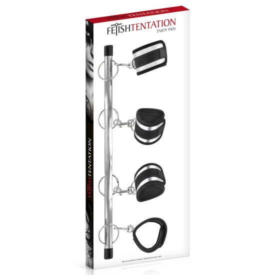 Фиксатор для рук и ног (планка с 4 манжетами) Fetish Tentation Submission Bar With 4 Cuffs (мятая упаковка)