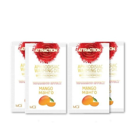 Пробник массажного масла с феромонами и ароматом манго MAI PHEROMON MASSAGE OIL MANGO, 10 ml