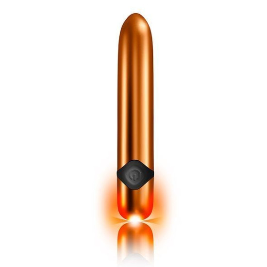 Вибратор мощный оранжево-золотого цвета с цветной LED-подсветкой Rocks Off Havana Orange Gold