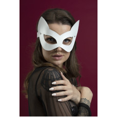 Маска кошечки из натуральной кожи, белая Feral Feelings Kitten Mask White