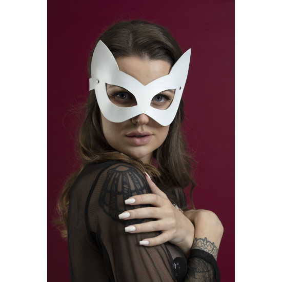 Маска кошечки из натуральной кожи, белая Feral Feelings Kitten Mask White