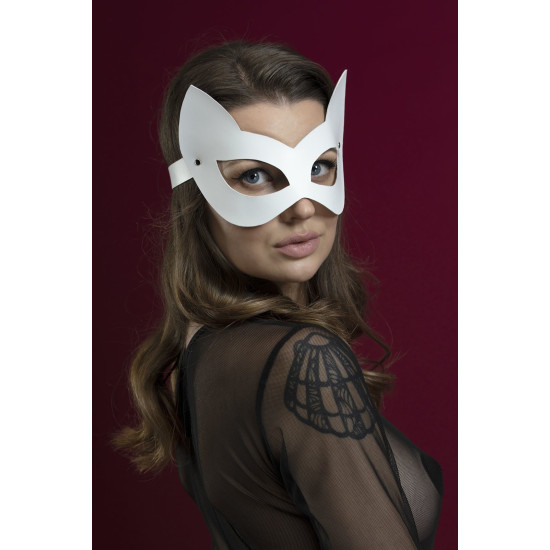 Маска кошечки из натуральной кожи, белая Feral Feelings Kitten Mask White