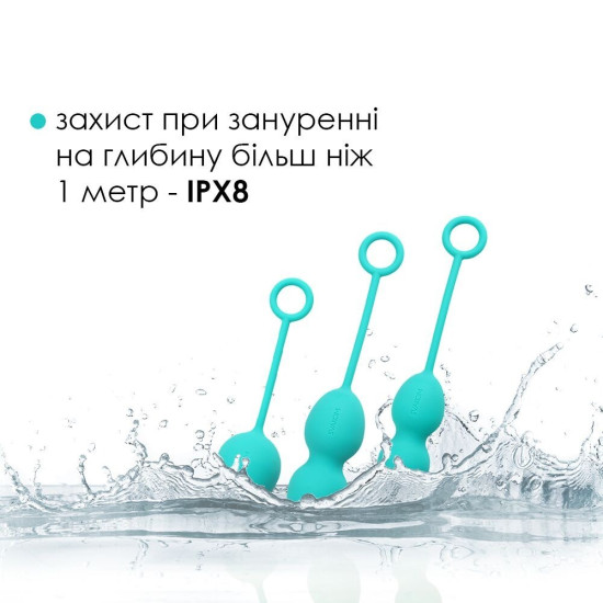 Набір вагінальних кульок зі зміщеним центром ваги, бірюзові Svakom Nova Green