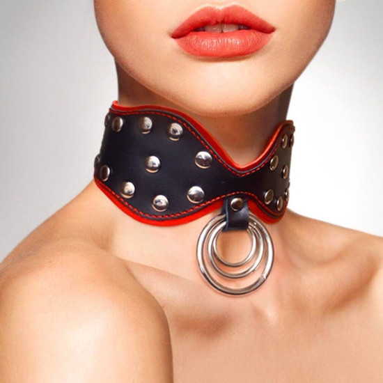 Нашийник із натуральної шкіри, чорний Art of Sex Collar Butterfly