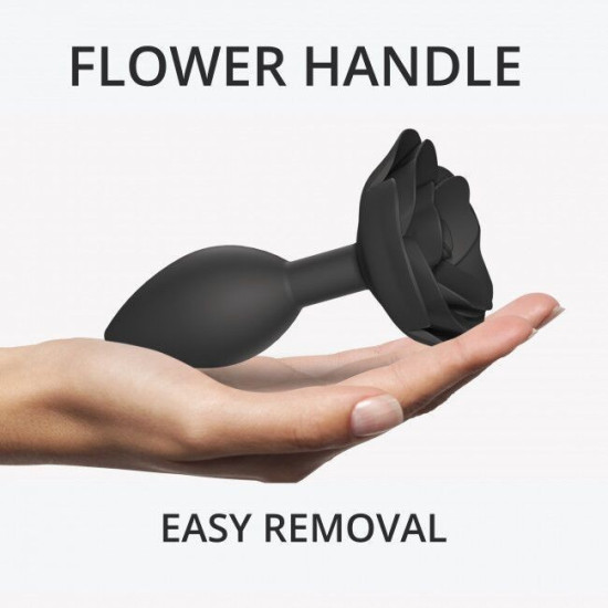 Силіконова анальна пробка, чорна Love To Love Open Roses Black Onyx, L
