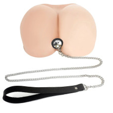 Силіконова анальна пробка з повідцем, чорна, діаметр 3,4 см Art of Sex Silicone Anal Plug With Leash Black, M